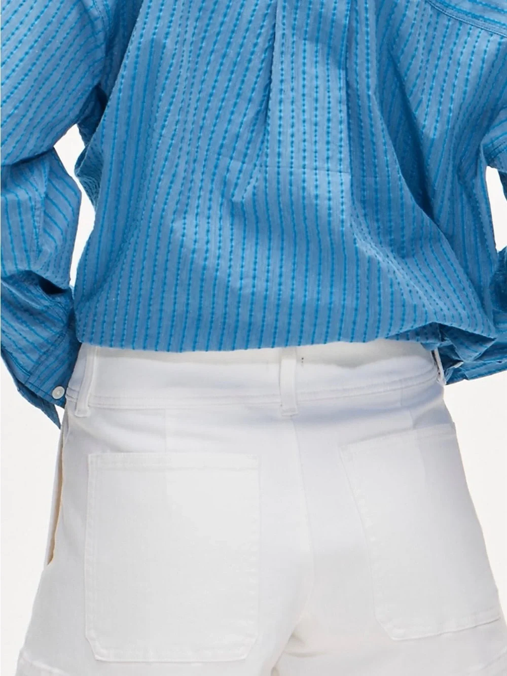 J. Crew White High-Rise Shorts with Gold Buttons
